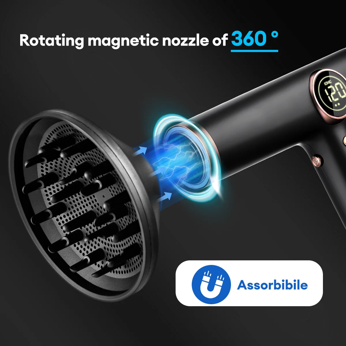 T-type hair dryer salon performance negative ion 3-speed strong wind 1200W hair dryer blower hot air comb