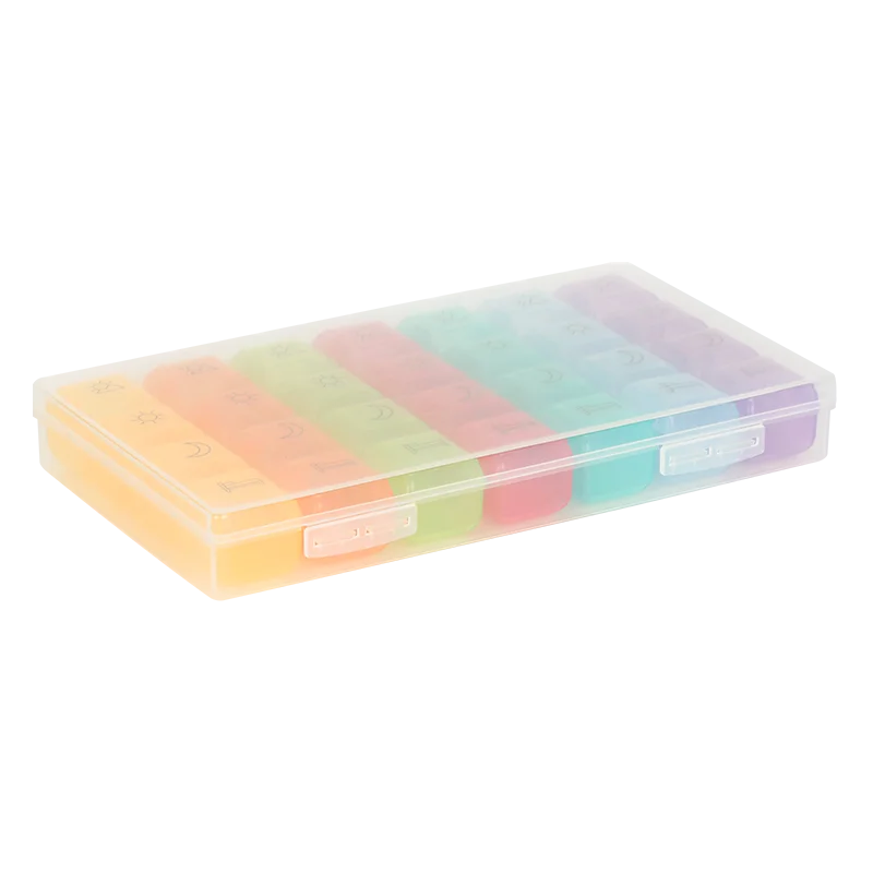 7-Day Pill Boxes Organizer AM PM Big Compartments Pill Case Monthly Medication Organizer 28 Days Dispenser for Fish Oils