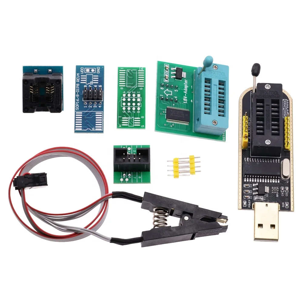 Тестовый зажим SOIC8 SOP8 для EEPROM 93CXX / 25CXX 24CXX адаптер + CH341A 24 25 серии Flash BIOS USB программный модуль DIY