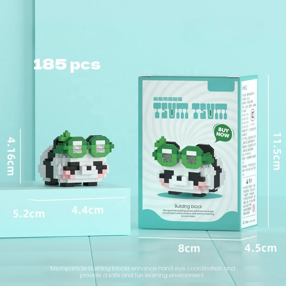 4 Style Cartoon Microparticle Series Happy Panda Full Set Mini Figures Educational Toys Gifts Table Decor Computer Toys