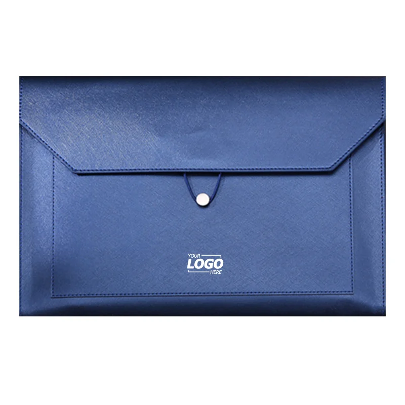 PU Leather A4 File Folder Portfolio Case with 2 Pockets, Document Holder Envelope Folder with Elastic String Closure