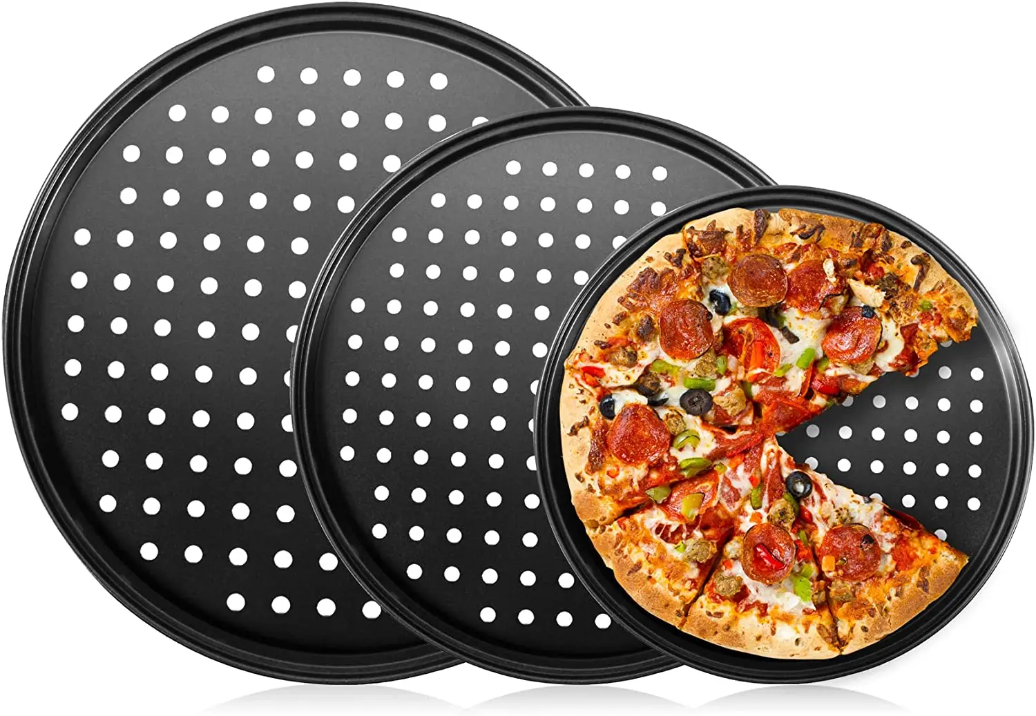 Baking Steel Pizza Pan with Holes  Round Pizza Pan for Oven Bakeware Pizza Tray