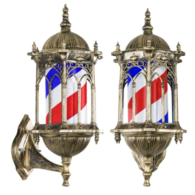 New design Wall Mounted Waterproof Light Hairdressing Shop LED Hair Salon Sign Light Rotating Barber Pole