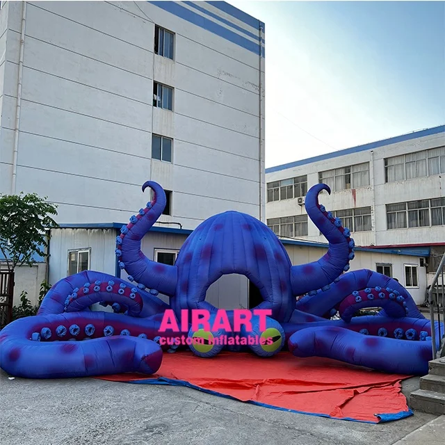 Giant size blue color music festival DJ stage decoration inflatable octopus balloon