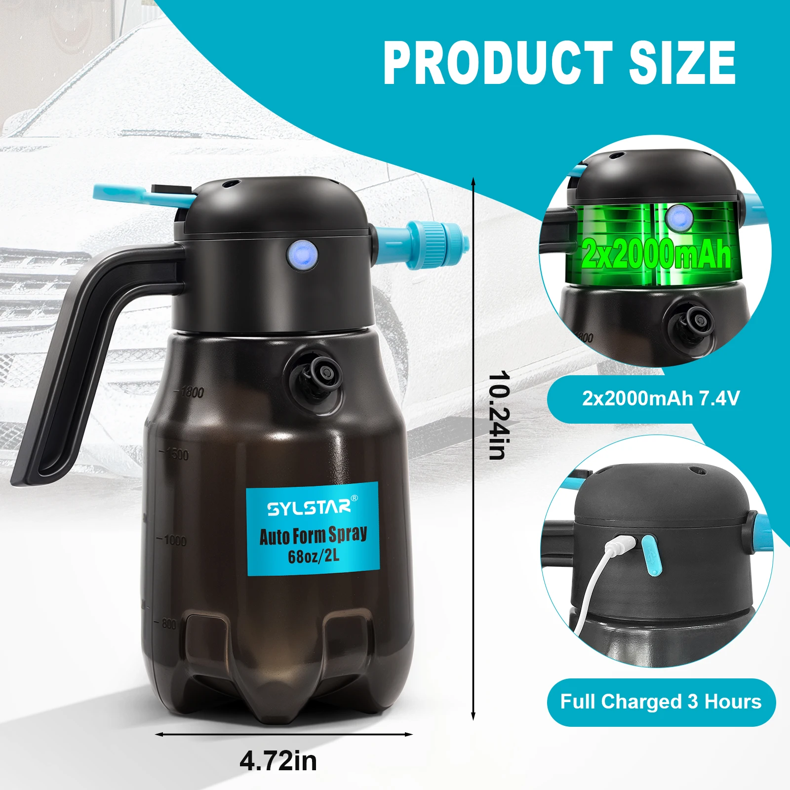 foam electric sprayer Battery Powered Foam Sprayer for Car Wash USB Rechargeable Cordless Pump for Car Cleaning