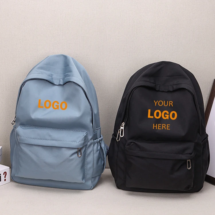 Custom logo Nylon casual students backpack school bag Ins style fashion girl Korean version simple college travel backpack