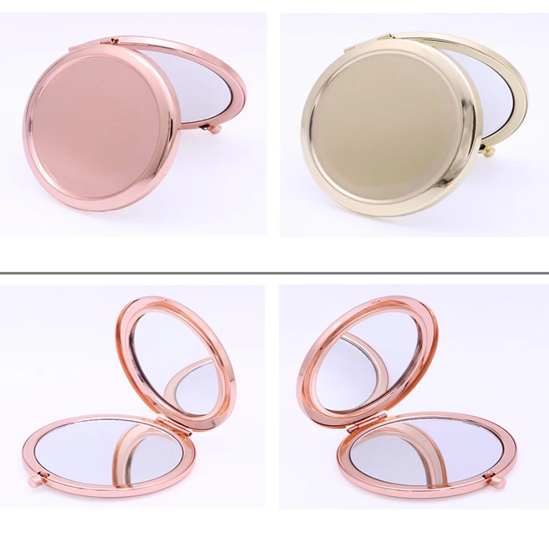 Factory Travel Makeup Mirror Compact Portable for Handbag Purse Pocket Folding Handheld Double Side Round