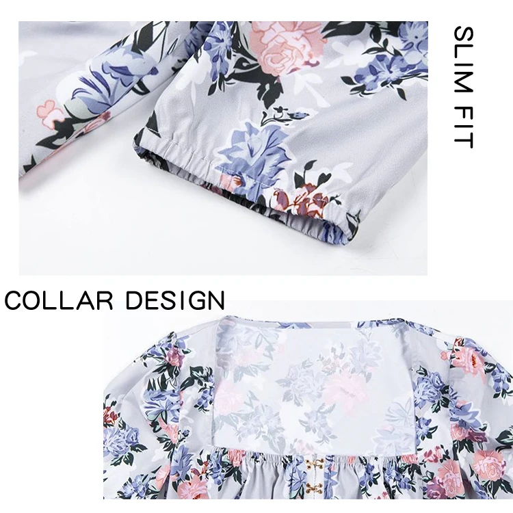 
Latest 100% Polyester Floral Printed Square Neck Women Short Sleeve Crop T-shirts 