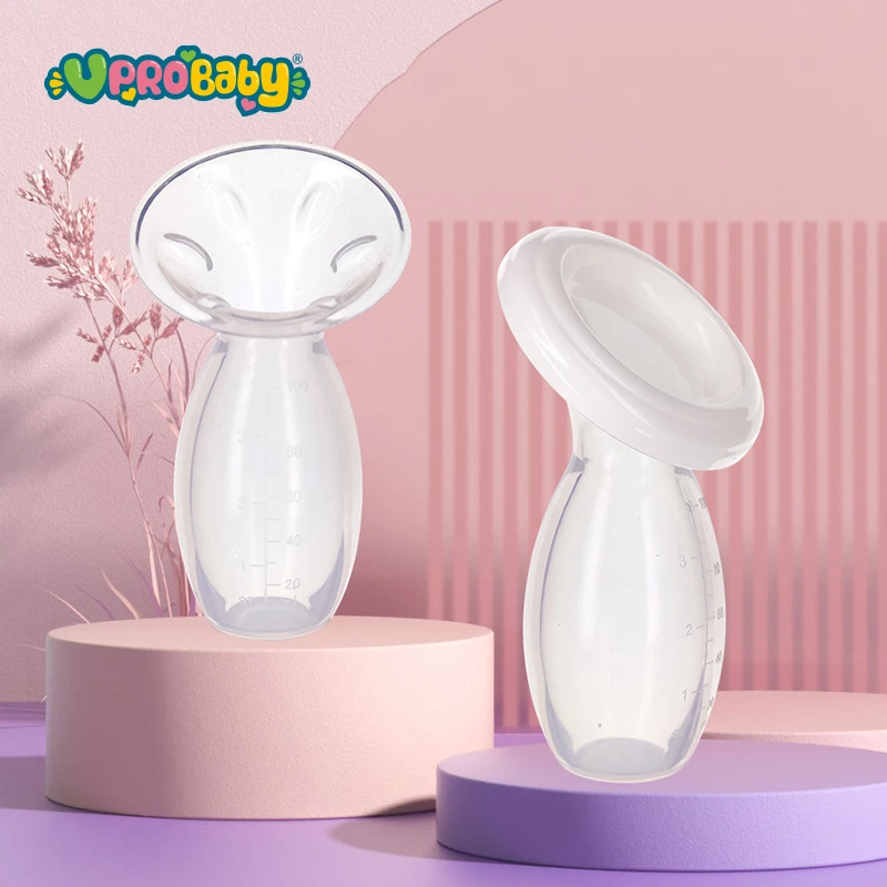 Food grade BPA free silicone manual breast pump with suction base breast milk collector pump milk saver