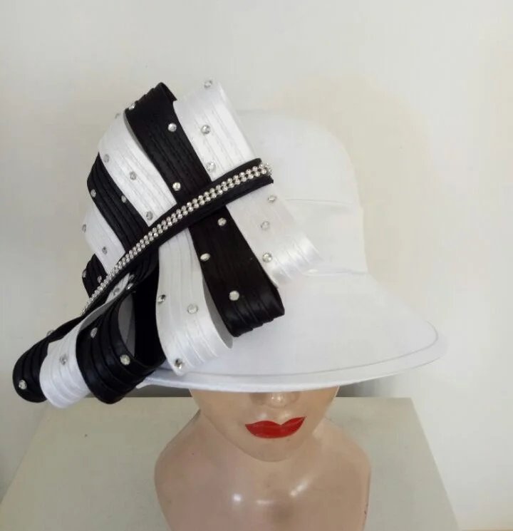 The Satin Felt case-hardened Royal Club Silk-stocking Fashion Wide Brim Formal Party  lady church new elegant women hats