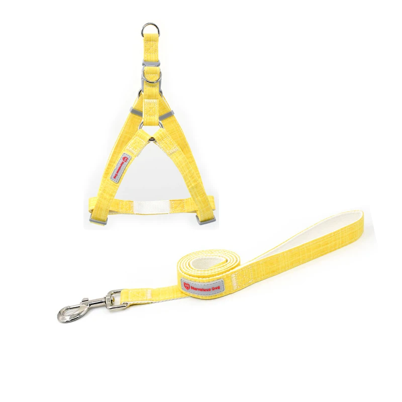 Eco-friendly Bamboo Fiber dog collar soft Cotton Padded pet leash harness set