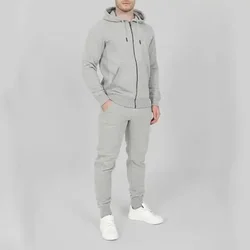 Autumn winter custom blank plain zipper sweatsuit sets polyester jogger sets mens casual 2 ps tracksuits