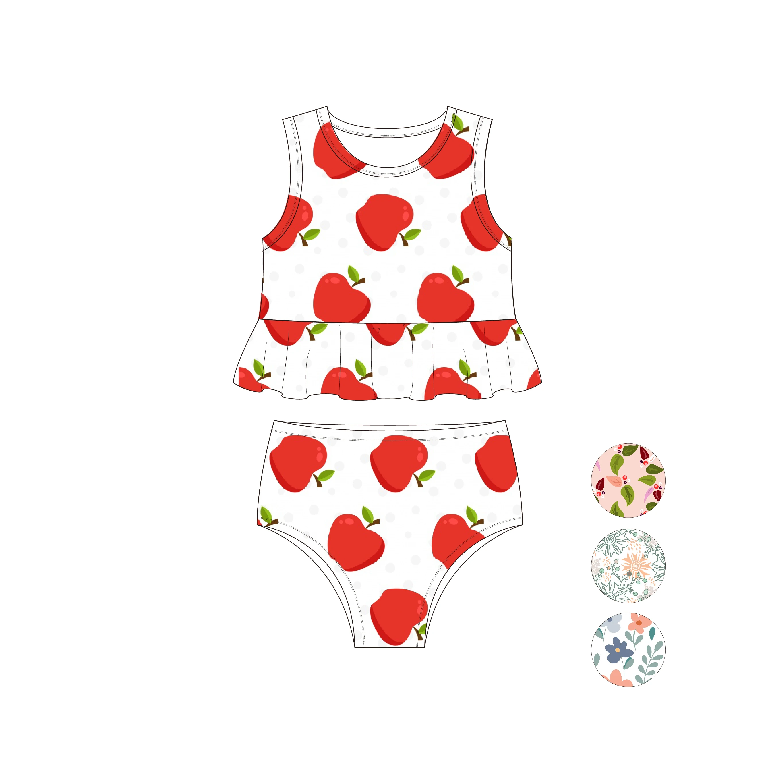 FIELD BALANCE Custom Kids Two Piece Bathing Suits Swimsuit European Beautiful Young Girls Tankini Swimwear