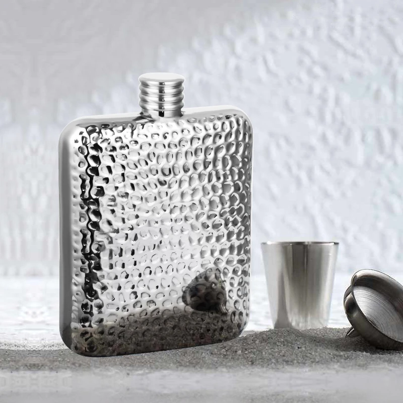 KLP stainless steel sublimation hip flask gift 4 oz metal Hammer point portable flagon