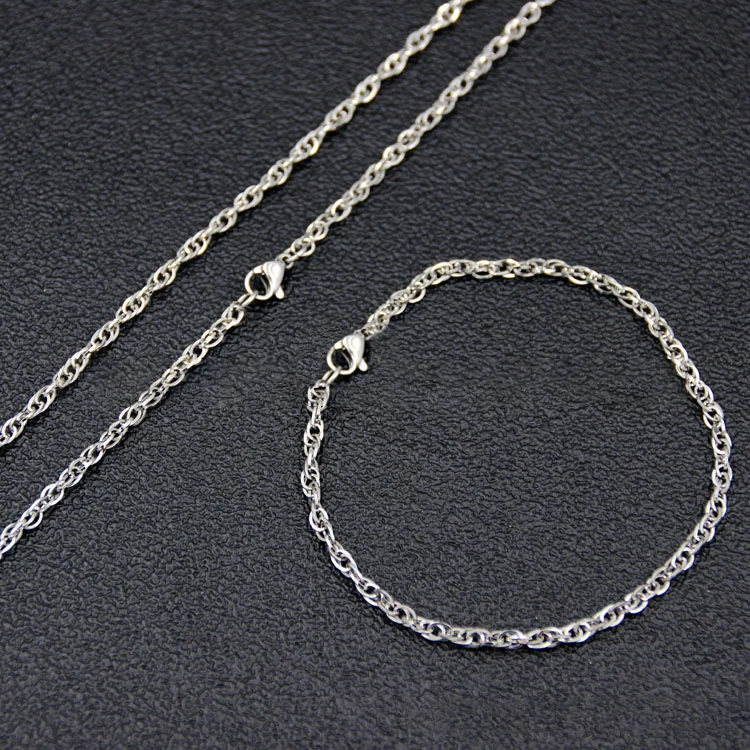 Stainless Steel Square Line Double Buckle Chain Steel Choker Necklace Clavicle Necklace Bracelet DIY Jewelry Necklace