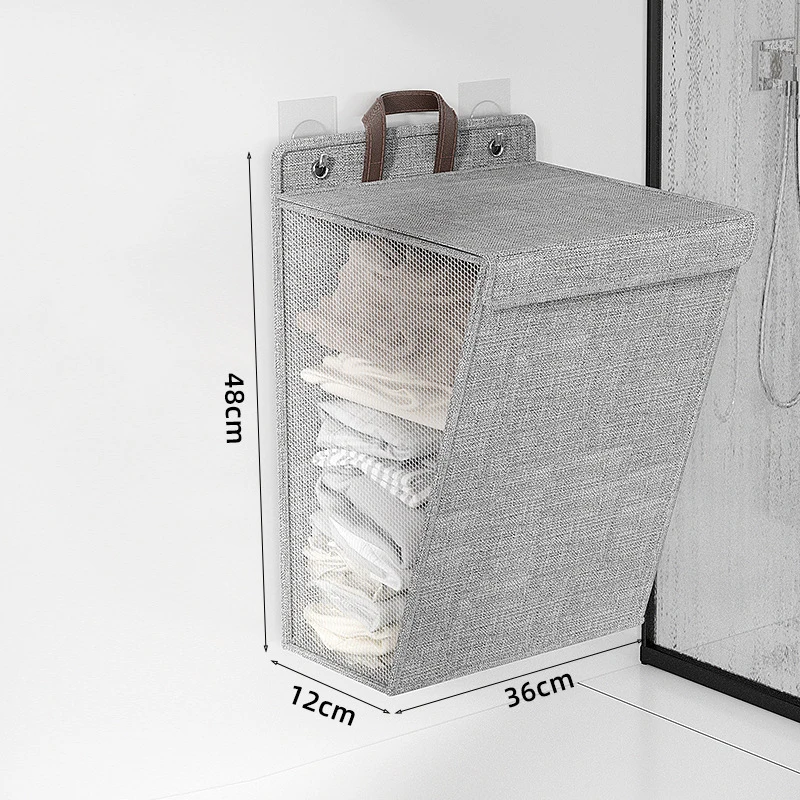 Fabric Foldable Wall Mounted Dirty Clothes Storage Basket Large Cotton And Linen Waterproof Bathroom Dirty Clothes Basket