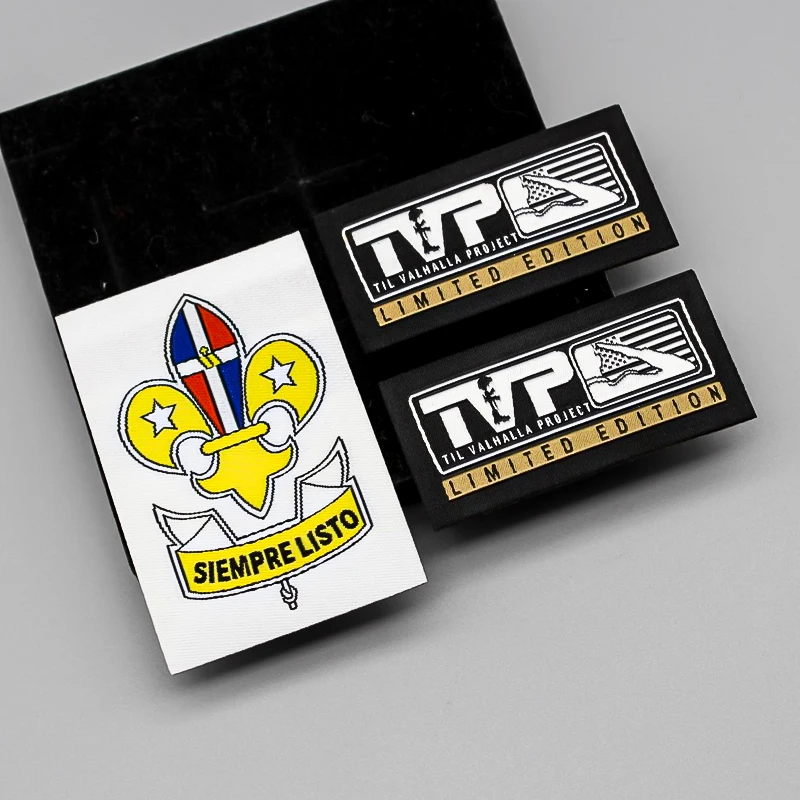 Factory Custom Clothing Label Tag Iron-On Backing with End Fold Washable Polyester for Garments Shoes Bags