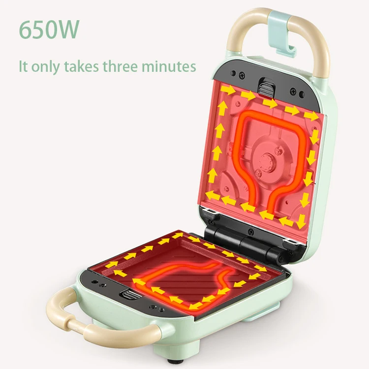 Cute household kitchen appliances 3 in 1 breakfast waffle making machine mini electric