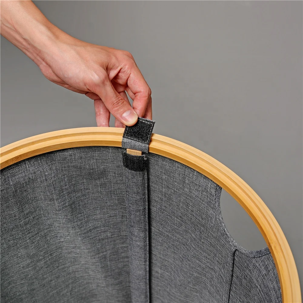 Household Water-proof Large Clothes Dirty Foldable Bamboo Laundry Basket with Lid