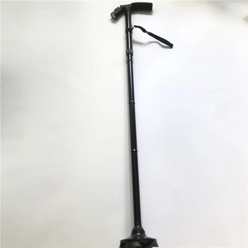 Wholesale Custom Logo Outdoor Cheap Self Defense Hiking Adjustable Folding Alpenstock Telescopic Led Walking Stick Pole