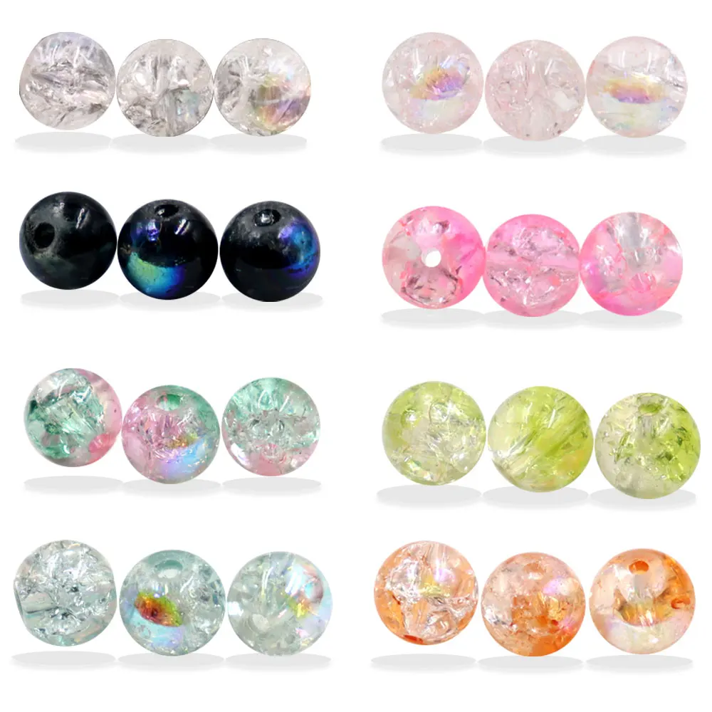 Stock for sale 6mm crackle beads sparkling beads with ab black glass beads for jewelry