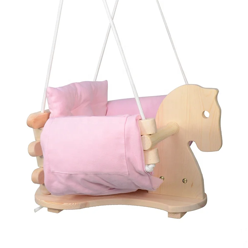 wooden swing seat with safety belt for baby