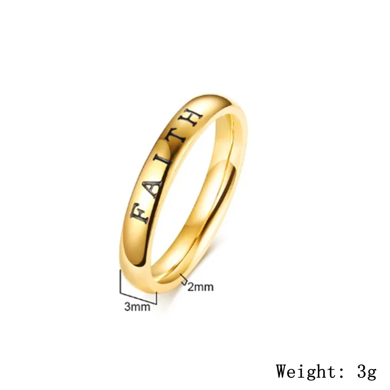 Good-Looking Delicate Fashion Casual Love Hope Faith Custom Rings for Women and Men