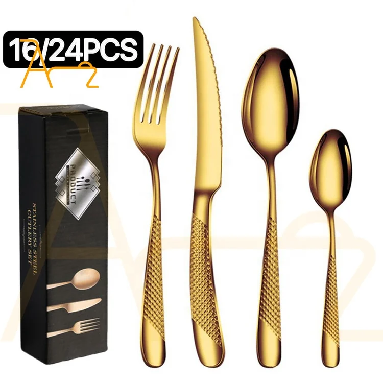 Wholesale Bulk Luxury Silver Flatware Set Spoons Forks and Knife Stainless Steel Cutlery For Restaurant Hotel