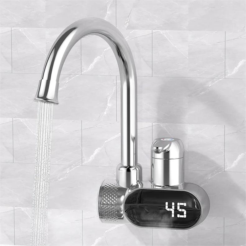 Led Display Temperature Hot And Cold White Electric Faucet For Apartment