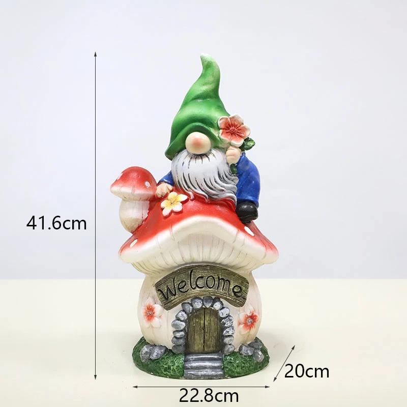 Redeco Amazon Cute Wholesale Garden Gnomes Magnesium Oxide Led Solar Magnesia Gnome Doll For Gifts Home Garden Decoration