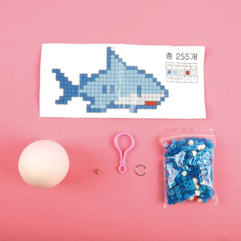 DIY Handmade shark building blocks Kit Kids Science Education toys Beginner  family game Puzzles Keychain