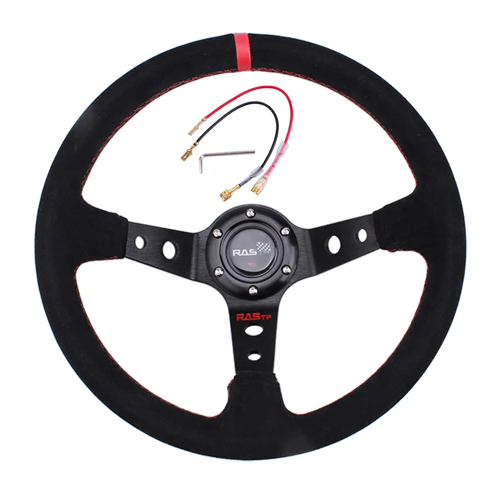  RASTP 14inch Suede Leather Deep dish Car sports Racing Drifting Steering