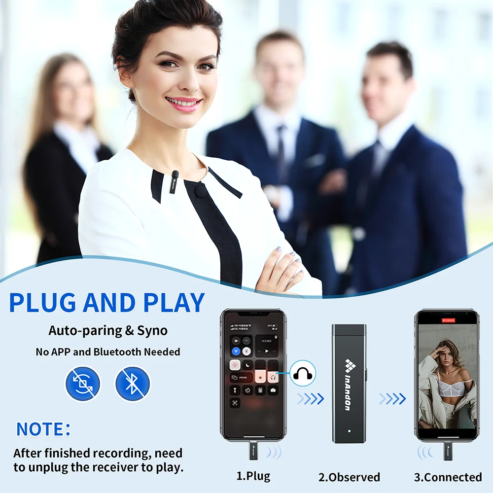 USB Type-C Lighting Adapter Microphone Wireless Lavalier Microphone for Live Streaming LED Display Power Bank