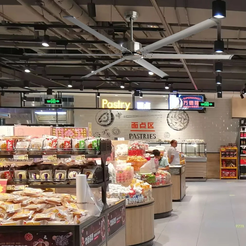 industrial 72 84 100 120-Inch Aluminum DC Motor Ceiling Fan with 6 Blades Remote Control