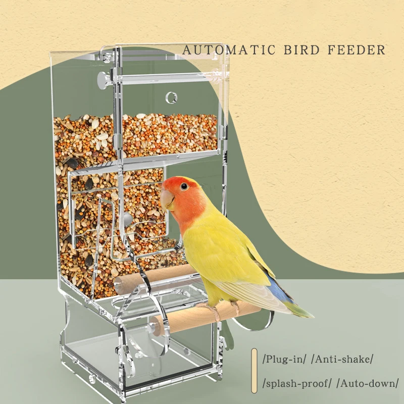 Acrylic Bird Feeder Bowls Pet Food Containers Plastic Box Transparent Clear View Window Plastic Eating Plastic Trays S.M