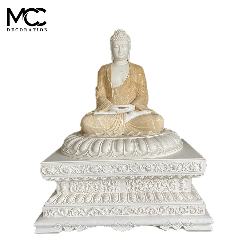 Customized Natural White Jade Marble Buddha Statue for Indoor Decoration for Sale