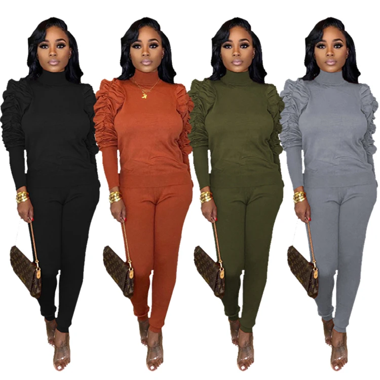 Новое поступление 2020, Женский комплект из двух предметов с рукавами-фонариками и оборками