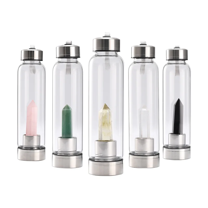 PINZI 2404 Natural Hexagonal Prism Energy Column Glass Magic Wand Water Bottle Crystal Teacup logo Factory Wholesale