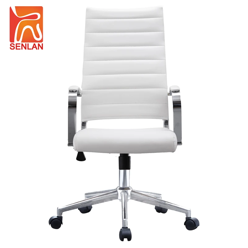 A801-3B Современный дизайн Поворотный Белый Роскошный кожаный высокий задний офисный стул