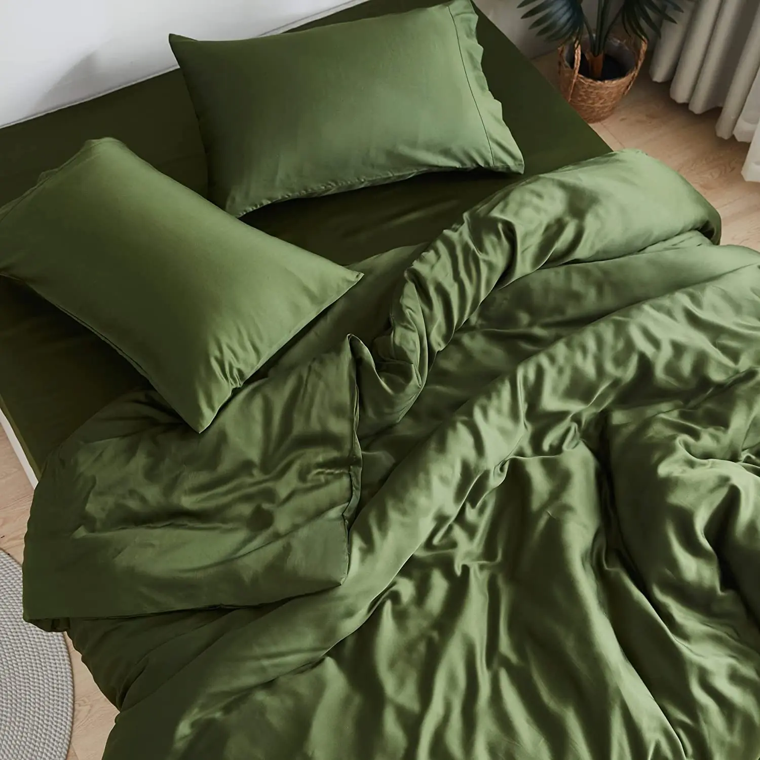 2024 New Arrival Hot sale 100% organic bamboo Cooling Bedding Sheets Set Luxury customized solid color bedding set bedsheets