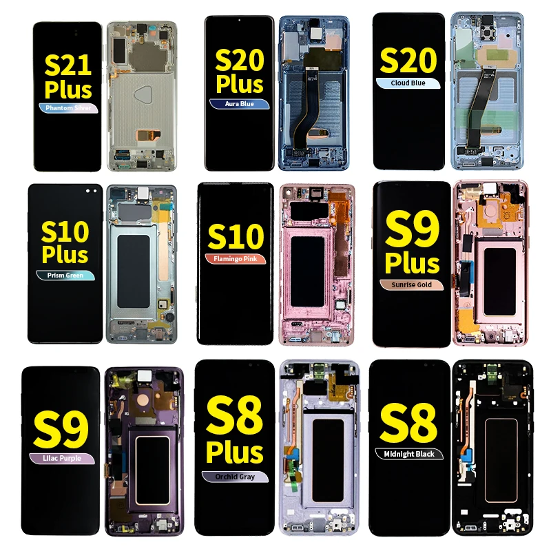 wholesale Mobile phone LCDs replacement for samsung for galaxy s2 s3 s4 s5 s6 s7 s8 s9 s10 plus s6 s7 edge plus display