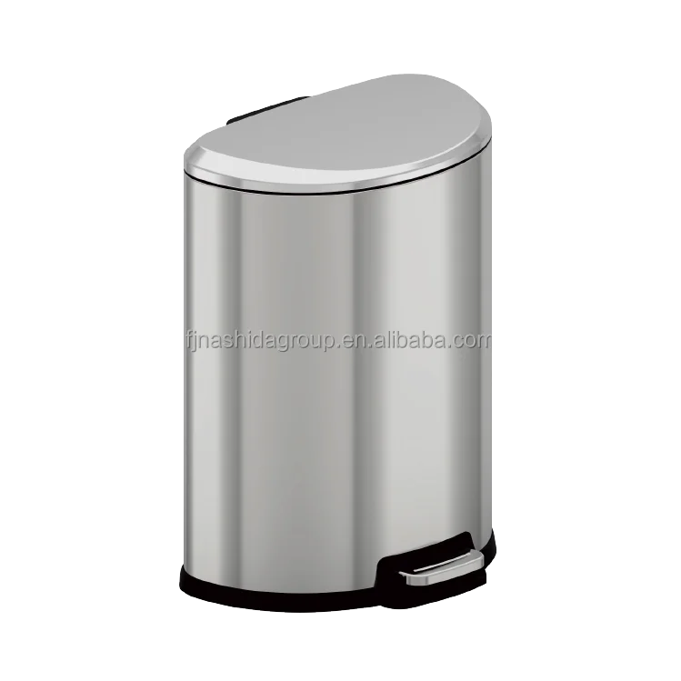 NINESTARS 13 GALLON 50L Household Stainless Steel 430  Pedal Dustbin Trash Can With Plastic Inner Bucket For Office