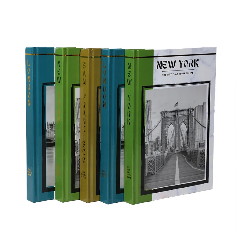 City Theme Bronzing decorative coffee table book set fake books for decoration