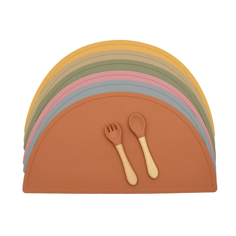 Popular in INS Hot Sale High Quality Silicone Semicircle Table Mat Kids Silicone Mat Eco-friendly Silicone Table Placemat Pads