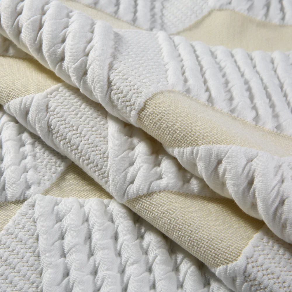 Yellow and White Color of Spandex Mattress Jacquard Ticking Fabric