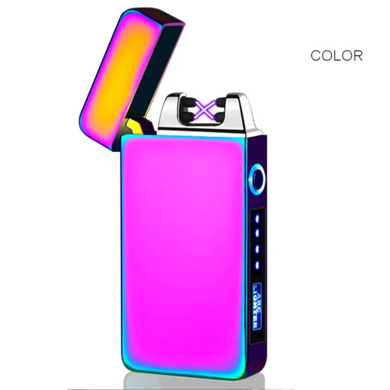 Smart Windproof Double ARC Plasma Lighter Zinc Rechargeable  USB Light Candles Incense Outdoor Camping Lighters