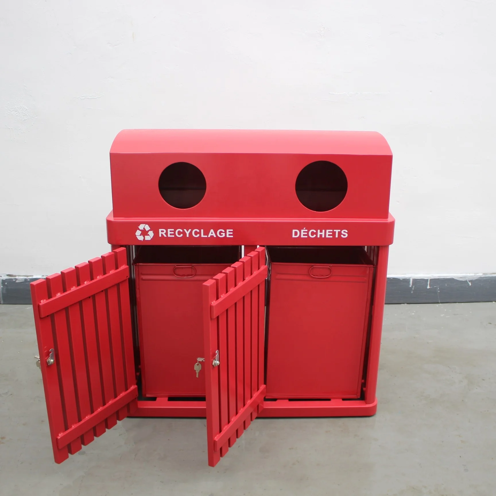 120L rectangular garbage outdoor bin metal outdoor trash bin garden dustbin storage iron outdoor dustbin