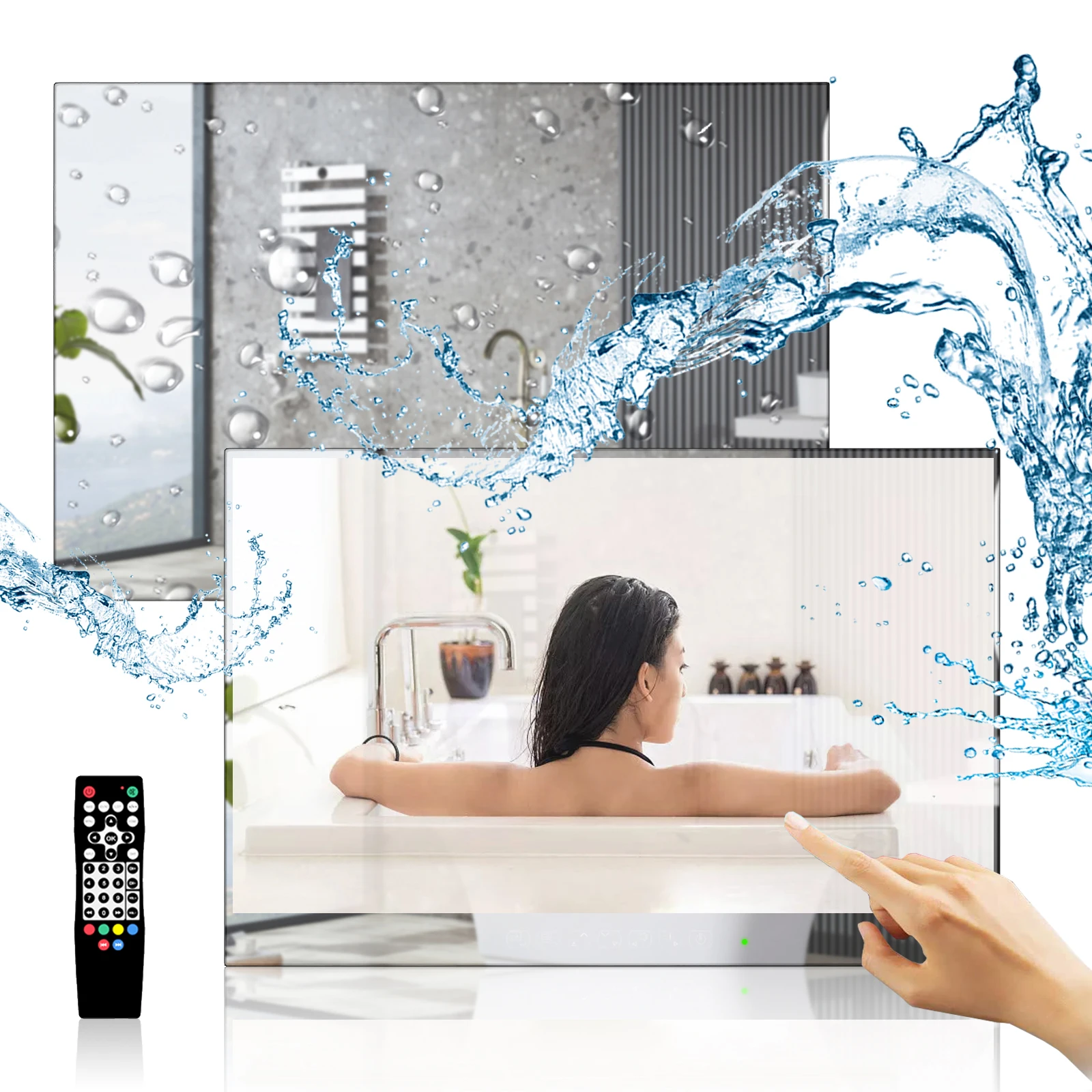 22 inch Waterproof Android Mirror Bathroom TV with Streaming Channels Support Netflix Dis.ney HBOmax Kinds of Languages