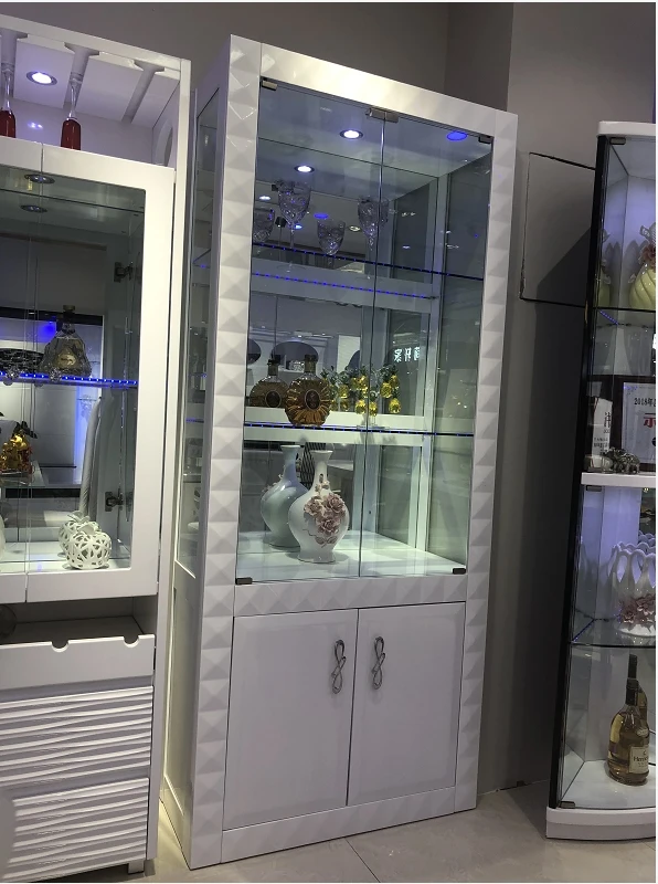 Hot selling Modern Design Wall Wood Wine Cabinet with Glass Rack