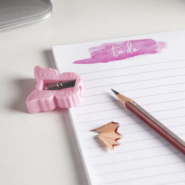 back to school cheap one hole butterfly design promotional plastic mechanical  pencil sharpener